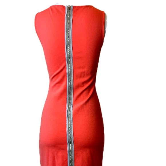 Kenneth Cole Women's Bodycon Dress Full Back Zipper Gathered Waist Orange Size 4 - Picture 4 of 9